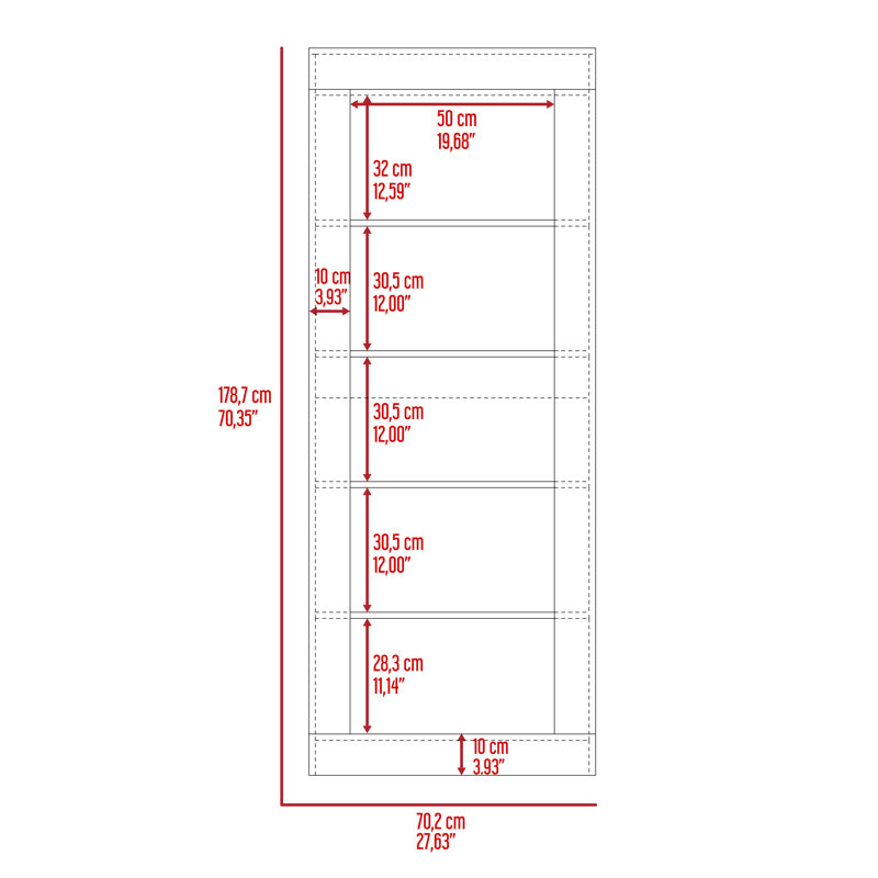 Bookcase, Vertical Design, Five Shelves -Black