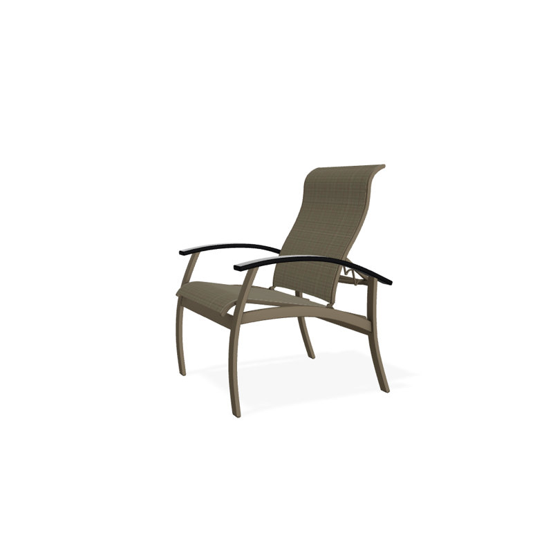 Chaise de patio Askar, Bois de plage texturé, Noir, Tweed Sunbrella® brun