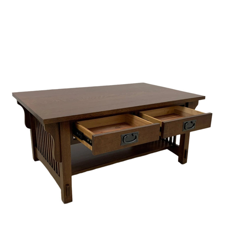 Table basse à 4 tiroirs avec broches Mission Crofter - 40 pouces - Noyer, Noyer