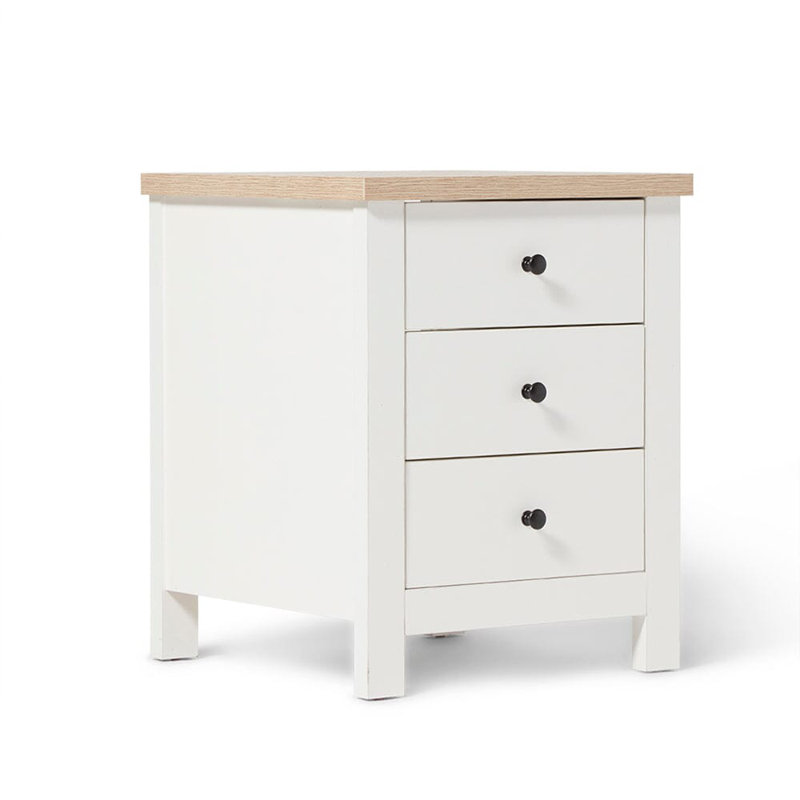 Maryhannah 45cm W Manufactured Wood Bedside Table, Alabaster White