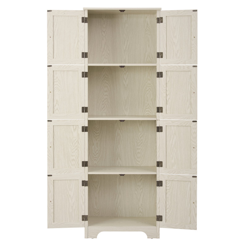 Armoire de rangement haute 72,4 "avec 8 portes et 4 tablettes, bibliothèque, salon, cuisine, salle à manger et armoire de rangement autoportante