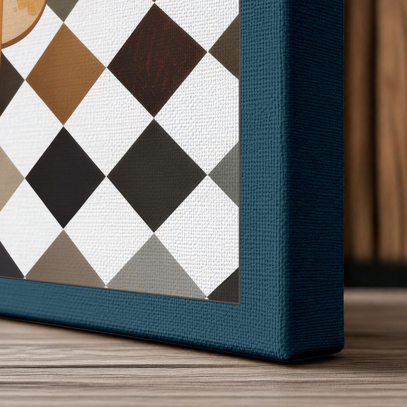 Artist's Palette in Repose Geometric - Wrapped Canvas, 30x20 - 76.2 x 50.8 cm, Teal Border