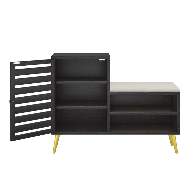 Banc de rangement pour chaussures avec siège à coussin Bonceton, Noir