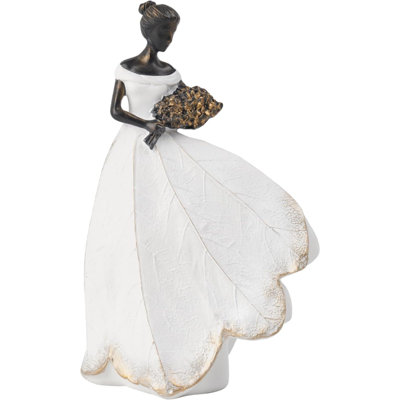 Fairy Statue Collection Home Decoration - White Leaf Angel Resin Home Decor For Outside Or Inside Rustic Garden Outdoor Yard Decorations Figurines Memory Gift 7.5 X 4.5 X 11.5 Inch