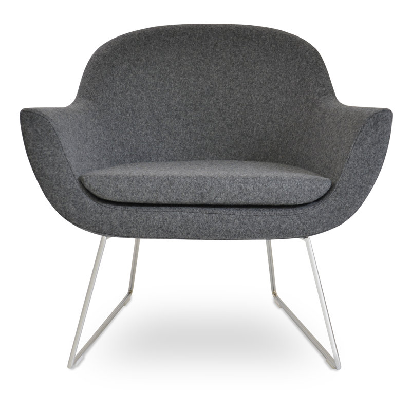 Fauteuil Madison, Chrome, Laine gris foncé