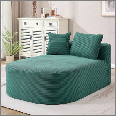 Canapé-lit 67,5 po en méridienne surdimensionné en velours côtelé de 46 po pour le salon avec siège profond et deux coussins moelleux convertibles, vert, sans assemblage requis