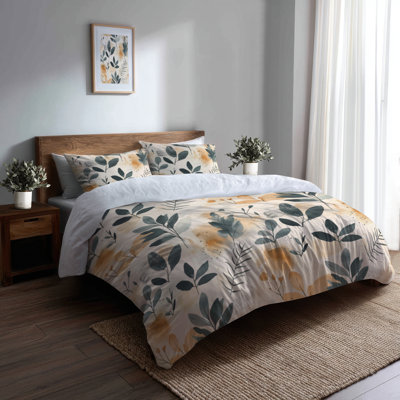 Ensemble de literie à motif floral 3 pièces - Housse de couette et coussin décoratif Boho