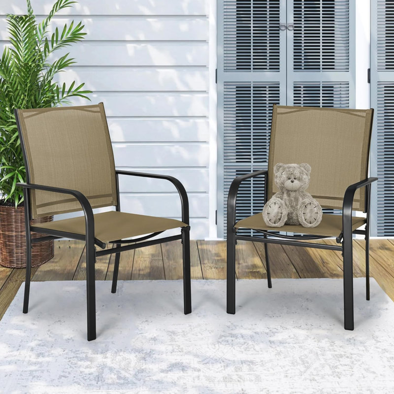 Metal Gombosi with Armrests and High Backrest Set of 2, Brown