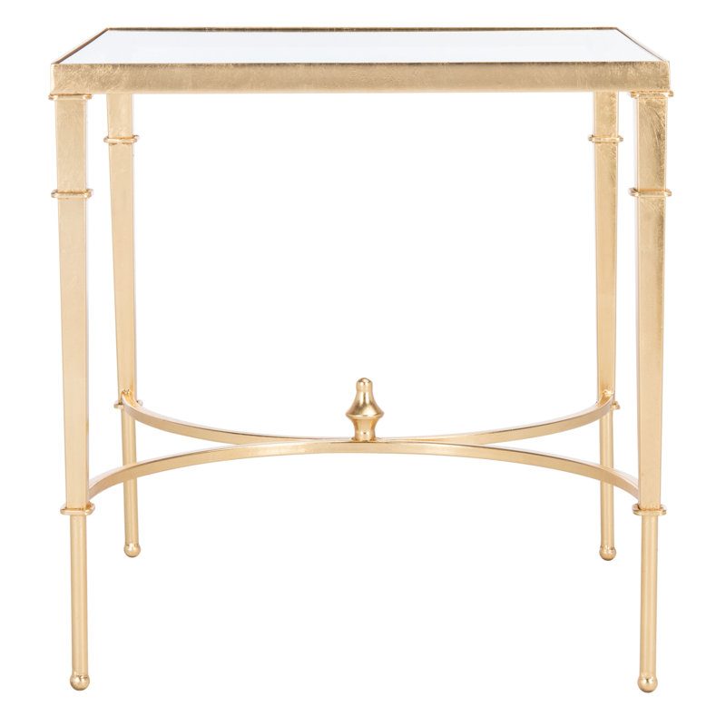 Mendez Gold Leaf Glass Top Square Accent Table