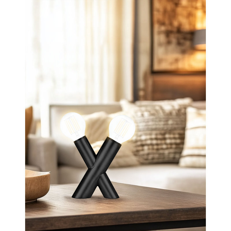 Lampe de table 2 lumières Temora - Noir mat