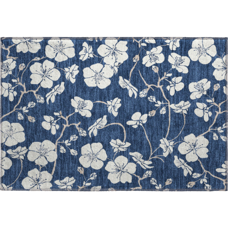 Tapis floral lavable à la machine de qualité supérieure AMF1032, Rectangle 1 pi 8 po x 2 pi 6 po
