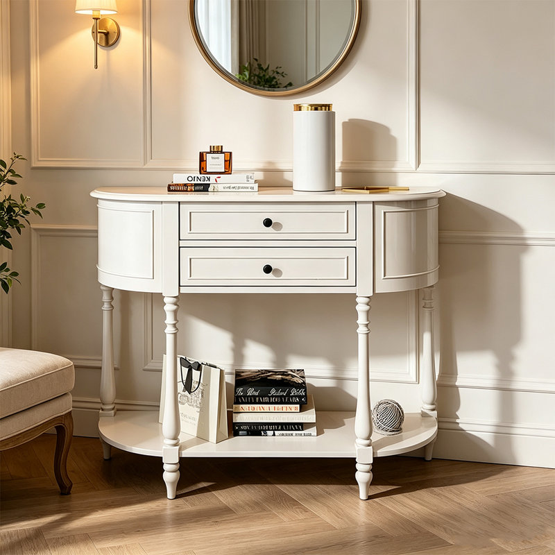 Console blanche en bois massif, 47.24, Blanc