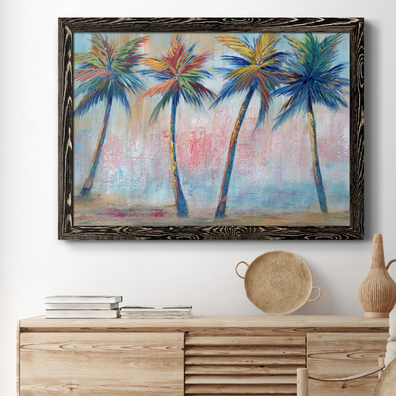 Color Pop Palms - Reproduction d'art sur toile encadrée, H 37,5 po x l 27,5 po x P 1,5 po, Noir