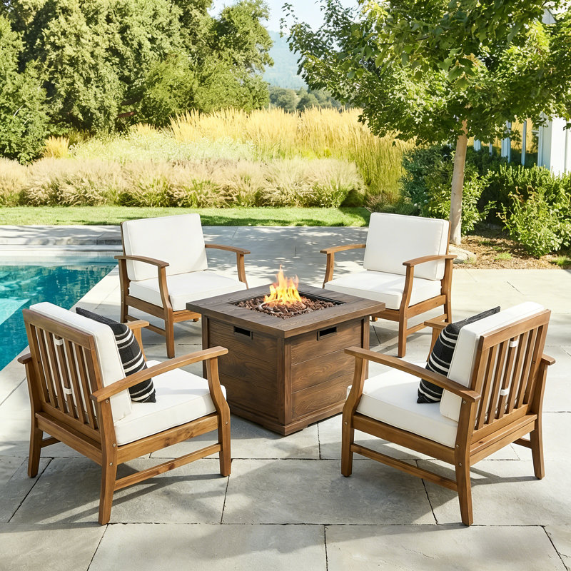 Marlon 4 - Person Patio Conversation Set with Cushions, Cream