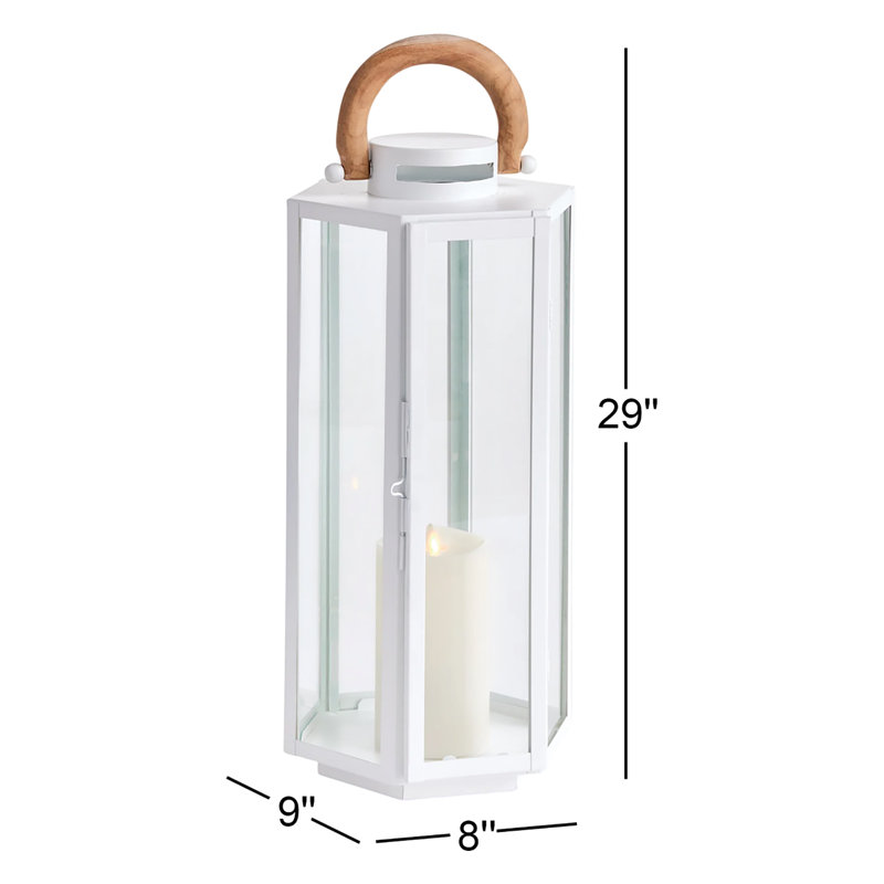 Lantern, 23" H x 8" W x 9" D, Stainless Steel/Silver