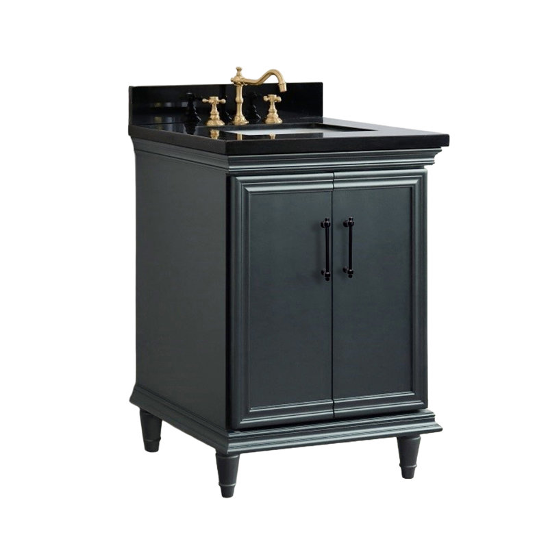 Single Vanity Finish with Galaxy and Rectangle Sink, 25", Black Galaxy