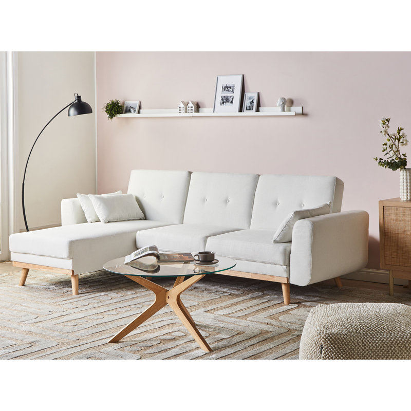 KAARINA 3 Seater Sofa Bed, Right Hand Facing, White Fabric