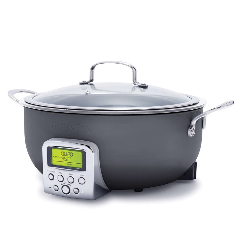 GreenPan Elite Ceramic Nonstick 6-Quart Essentaial Smart Skillet, Gray