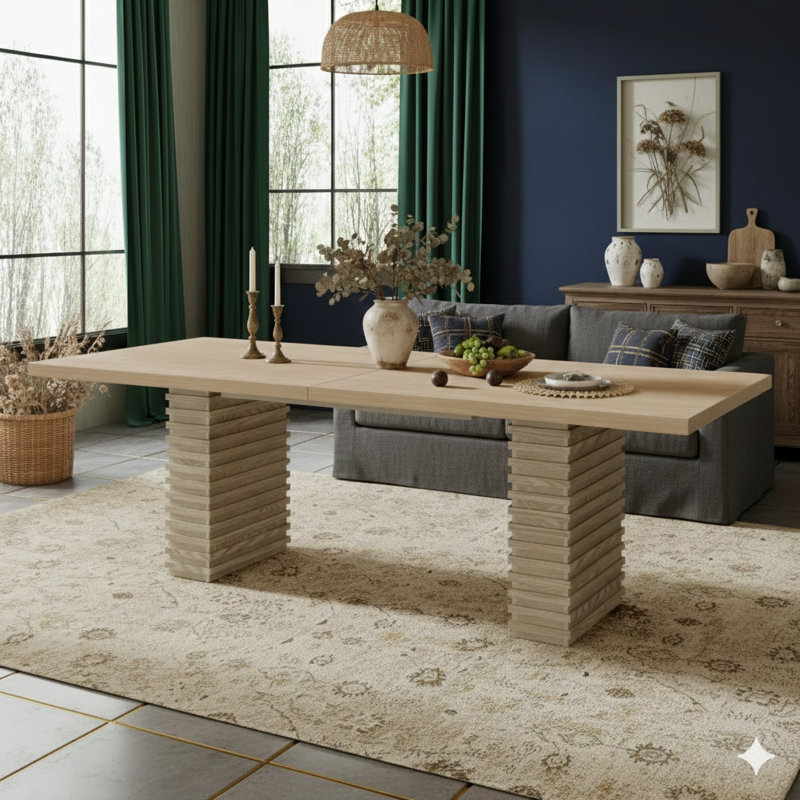 95-Inch Dining Table (Light Ash Finish)