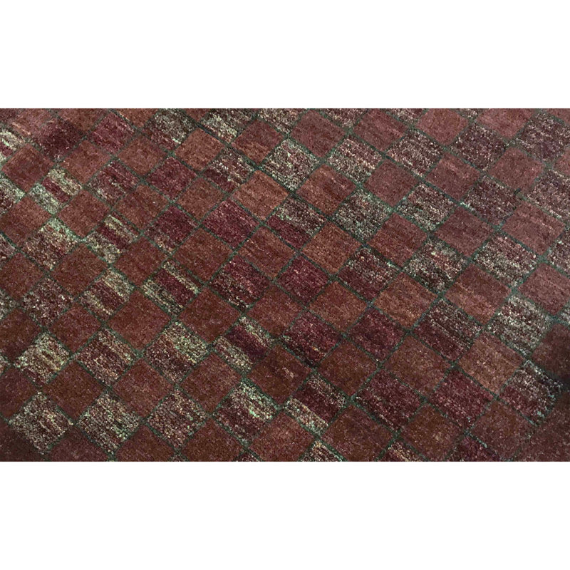 Hand-Knotted High-Quality Burgundy and Brown Area Rug