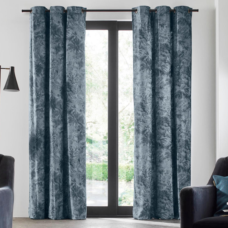 Kali Room Darkening Single Curtain Panel, Green, 200 W x 270 D cm