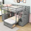Lit superposé double en bois double avec bureau, tablettes et 8 tiroirs-2039917118
