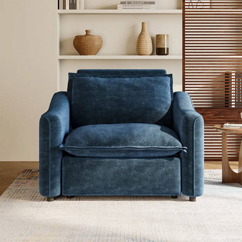 Causeuse inclinable surdimensionnée Modern Power, Blue Pet-Friendly Fabric