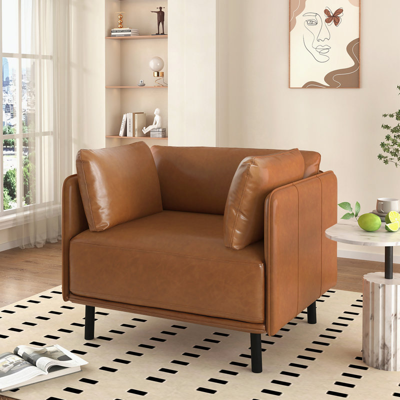 Chaise longue rembourrée avec revêtement Raab, Similicuir brun