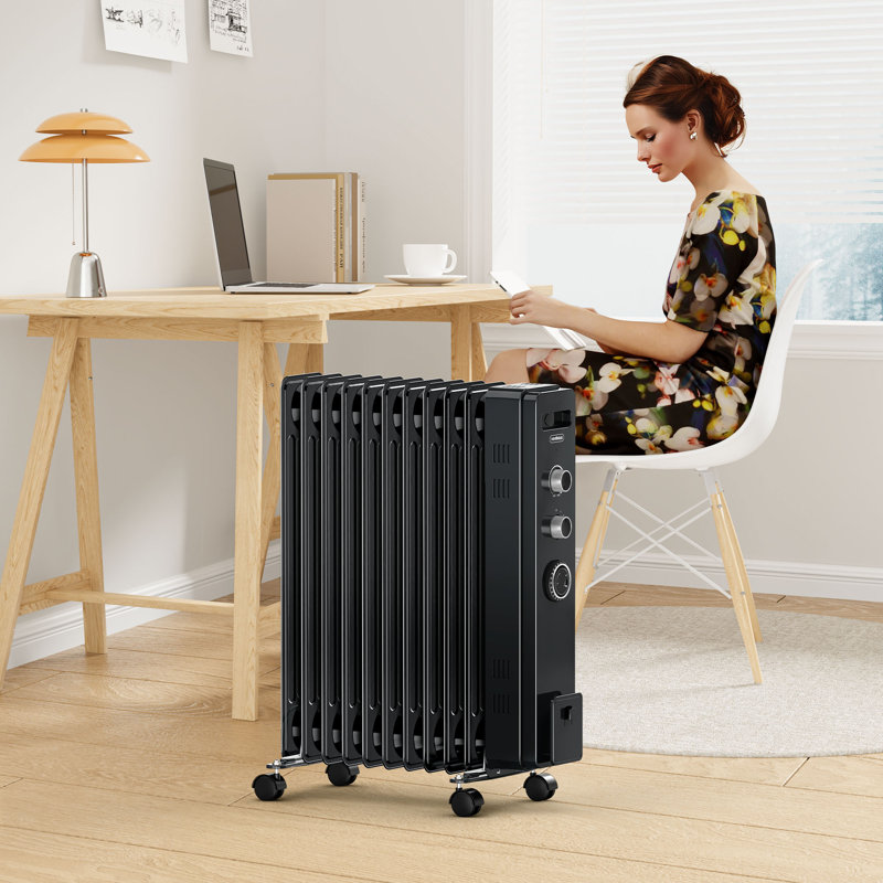 VonHaus 2500W Electric Radiator Space Heater with Adjustable Thermostat, White