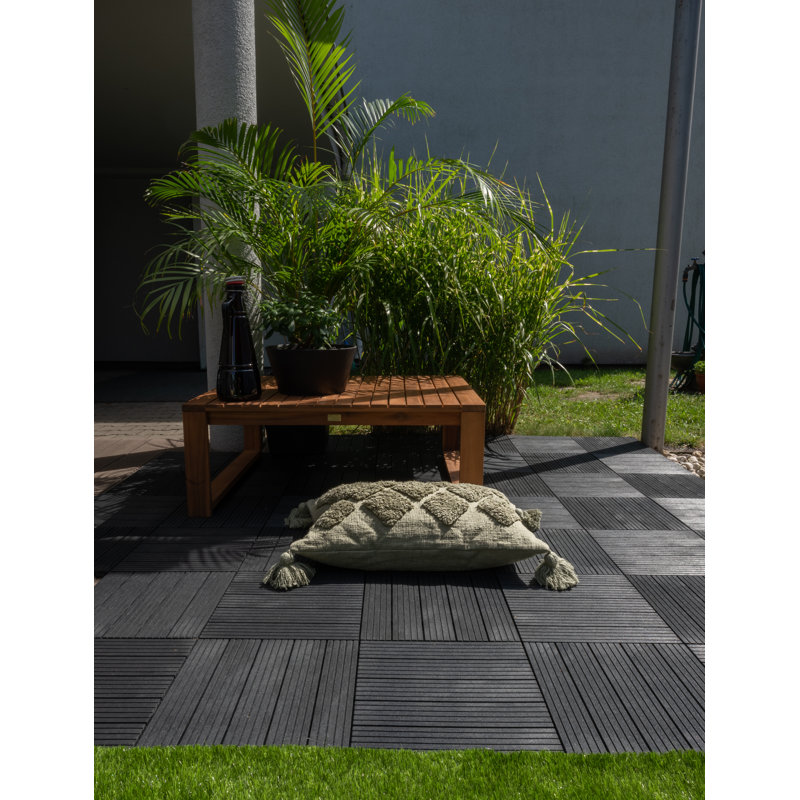 30cm L x 30cm W Composite Interlocking Deck Tile, Dark Grey
