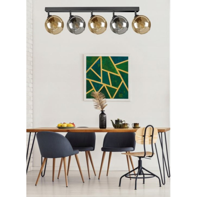 Vard Glass Semi Flush Mount, Aluminum/Honey
