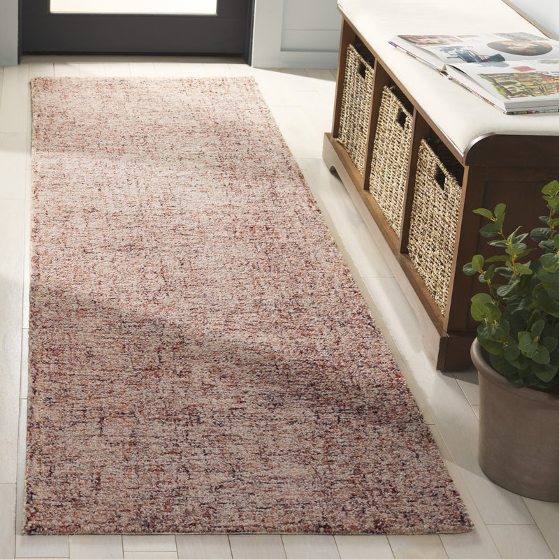 Abstract 175 Hand Tufted Wool; Cotton No Pattern Rug in Rust/Ivory, Runner 2'3" x 8'