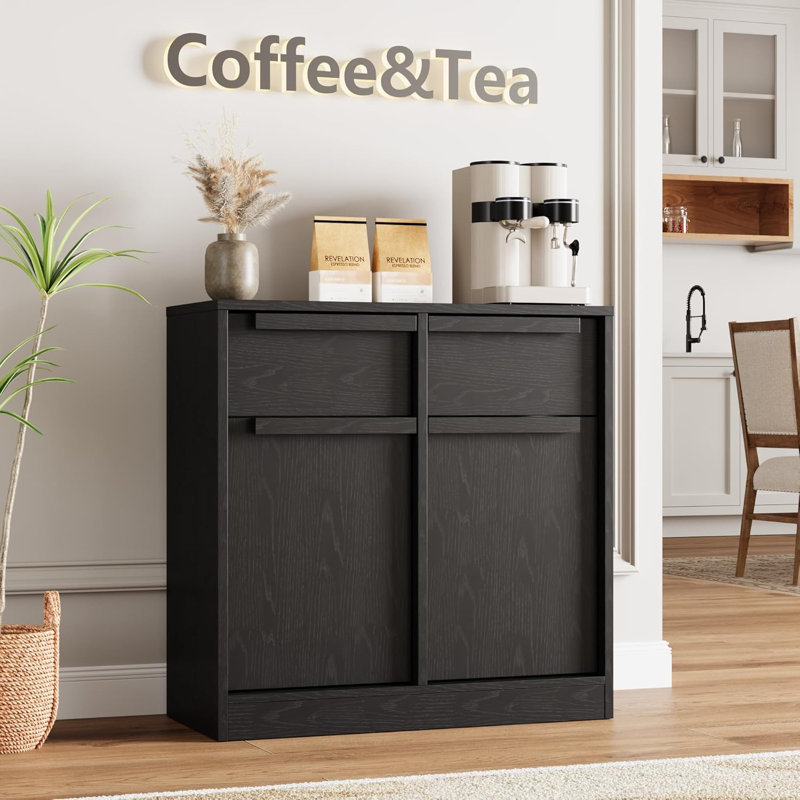 Sideboard Buffet Cabinet with 4 Drawers, 62.4" Large Coffee Cabinet with Storage, Modern Storage Buffet Table for Kitchen Dining Room, Living Room (Pear Wood, 4 Doors & 4 Drawers)