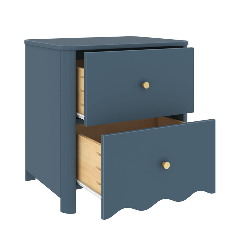 Table de chevet 2 tiroirs Setzer, Misty Blue