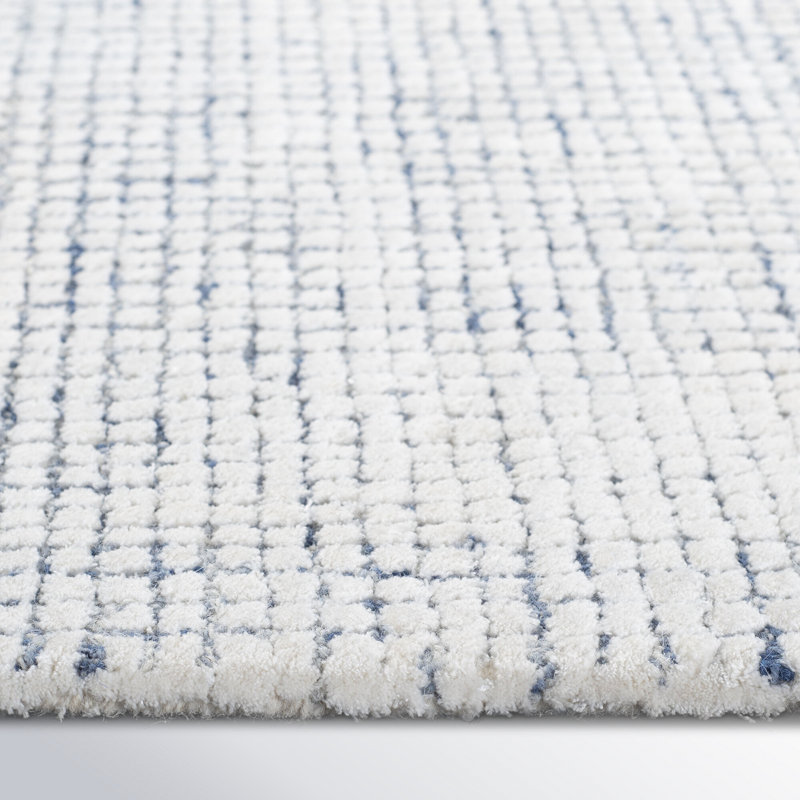 Rowe Handmade Ivory/Blue Rug, Rectangle 8' x 10'