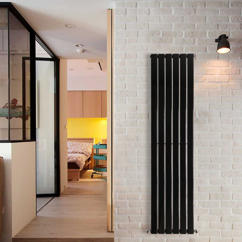 Shonnard Vertical Single Flat Panel Radiator, 160cm H x 40.8cm W, Normal Black