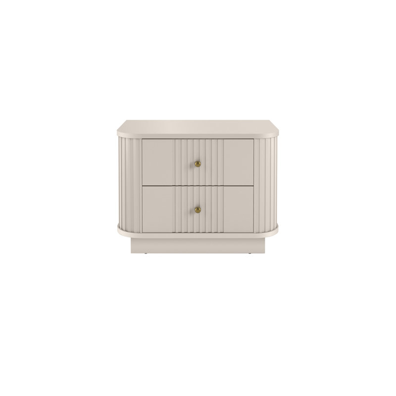 Vesper 56cm W Manufactured Wood Bedside Table, Beige/Gold