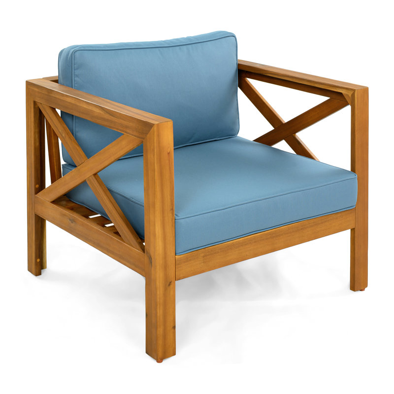 Chaises longues avec coussins amovibles Kincaid, Bleu