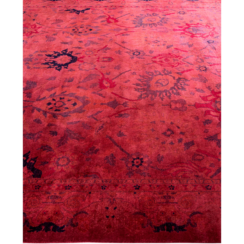 Overdyed Hand-Knotted Wool Modern-Contemporary Pink Area Rug 10' 1" x 14' 6"