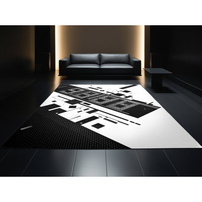 Tapis géométrique moderne élégant et chic lavable à la machine Hubbard