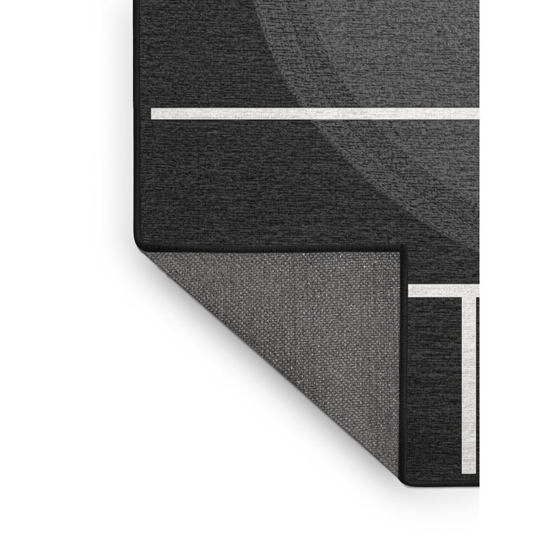 Tapis à carreaux moelleux et moelleux en gris - noir, 7 x 10