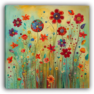 Whimsical Garden Symphony - Wrapped Canvas Print