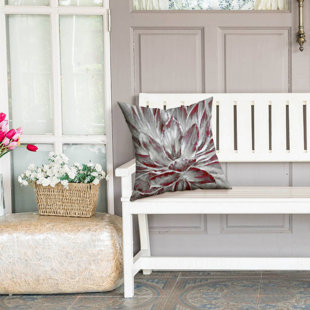 Red And Gray Flower - Double Sided Print Indoor Pillow - 16X16