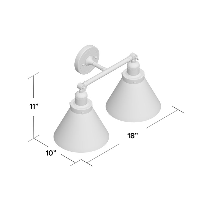Cone 2 Light Tiltable Bath Vanity Light, 11" H x 18" W, Smoked, Satin Gold