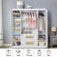 74 po H, 4 portes, 2 tiroirs avec tringles de suspension, garde-robe en bois blanc