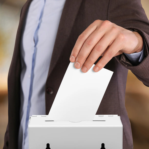 White Steel Wall-Mount Suggestion and Ballot Drop Box with Key Lock