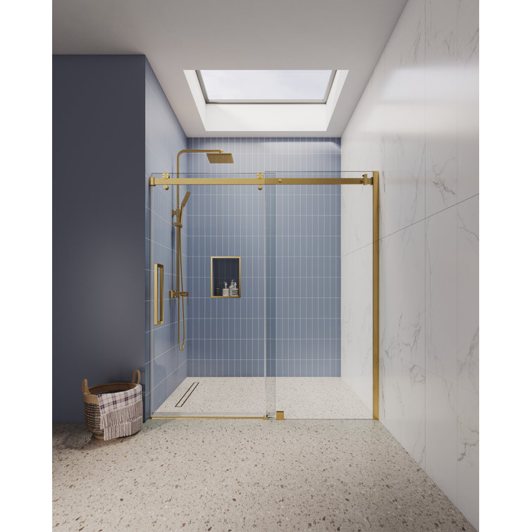 50" - 54'' W x 75'' H Frameless Single Sliding Shower Door with 3/8" Clear Tempered Glass