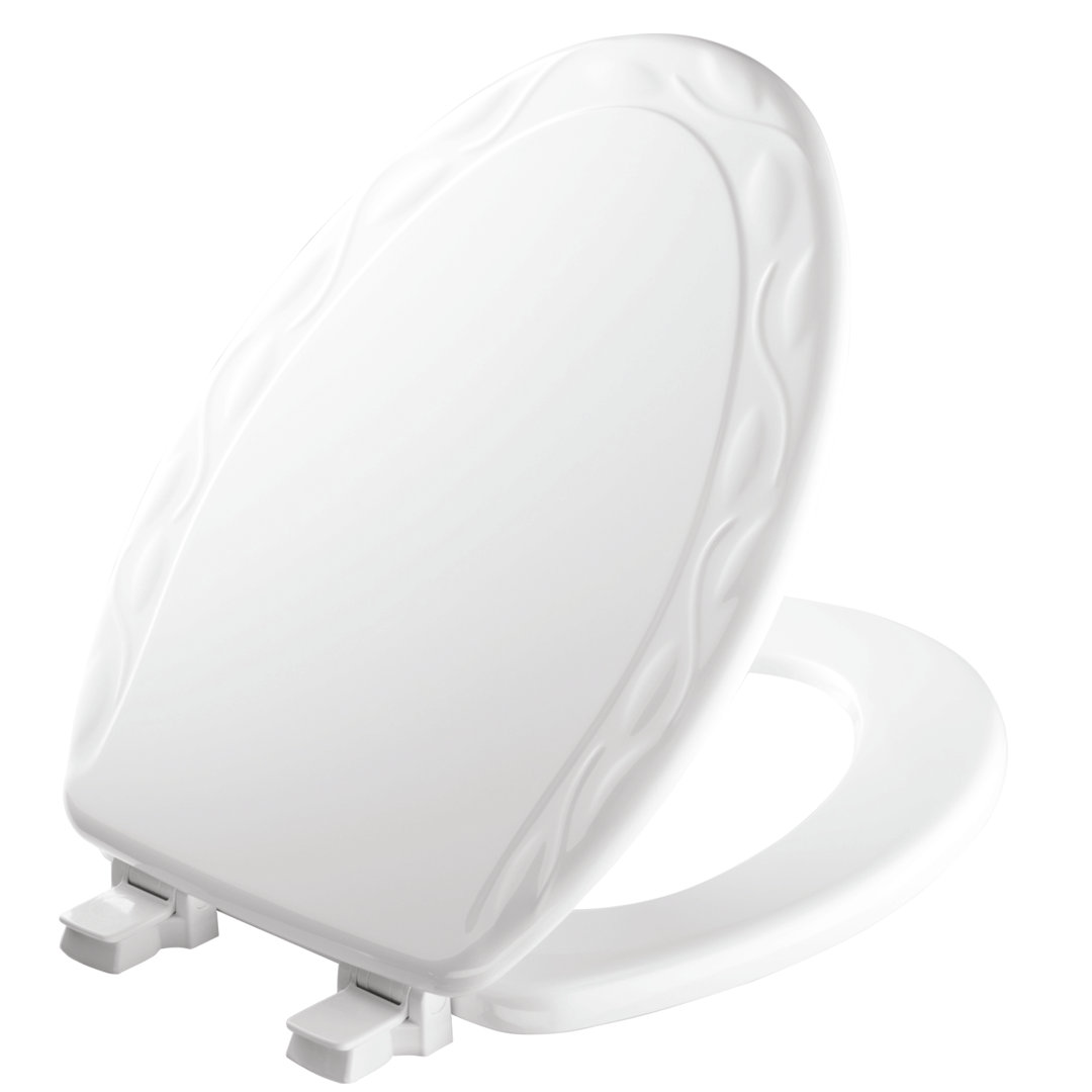 Ivy Sculptured Toilet Seat, Easily Removes for Cleaning, Hinges Never Loosen, Elongated, White Mayfair by Bemis
