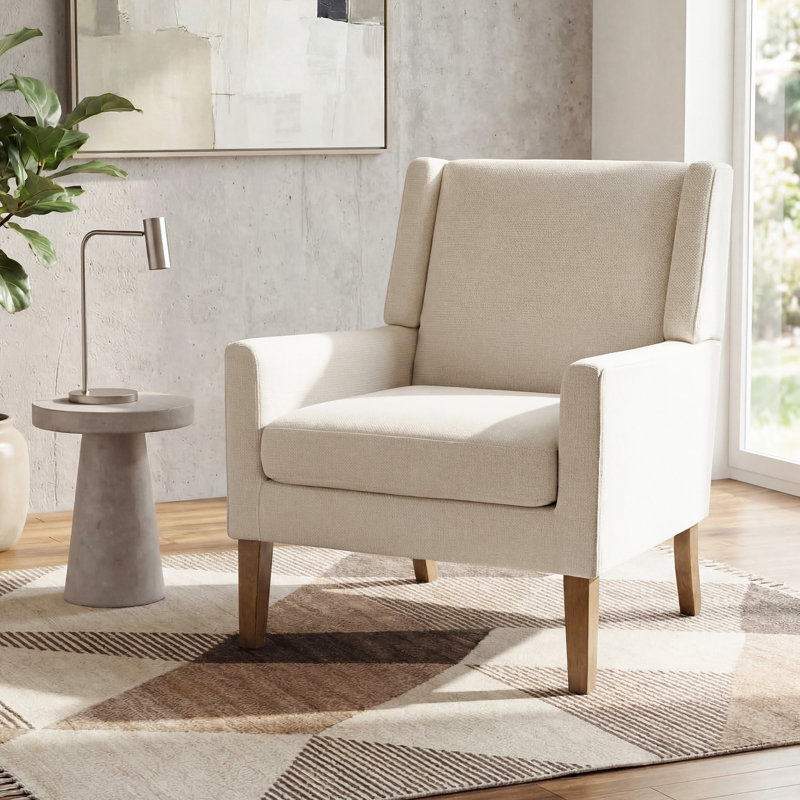 Fauteuil à oreilles Ayran, Tissu beige