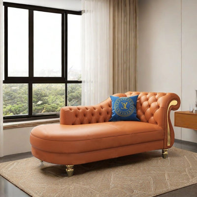 Chaise longue rembourrée en cuir moderne avec pieds en métal